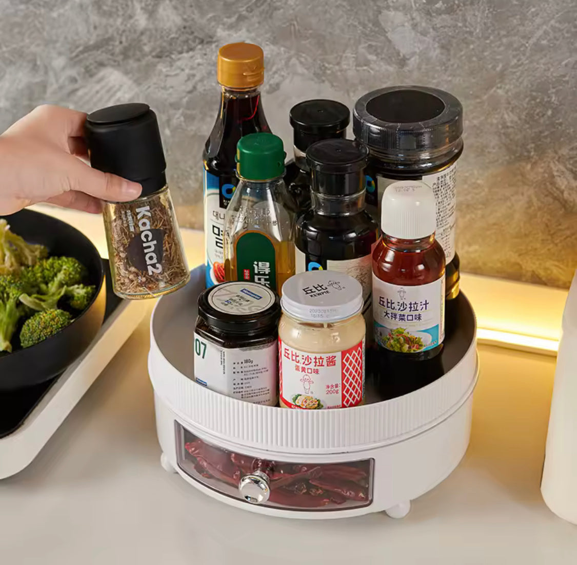 360° Rotation Spice Rack, Large Capacity Cosmetic Storage Tray, Kitchen Seasoning Cosmetic Tray 360° Rotation Spice Rack, Large Capacity Cosmetic Storage Tray, Kitchen Seasoning Cosmetic Tray